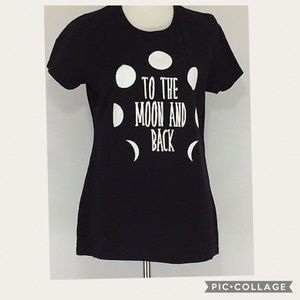 Black "To The Moon And Back " T-Shirt SZ XL Slim
